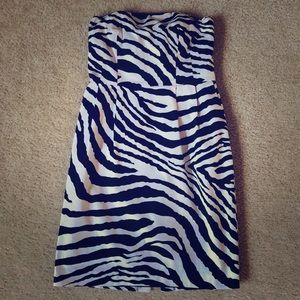 Zebra print, strapless dress.